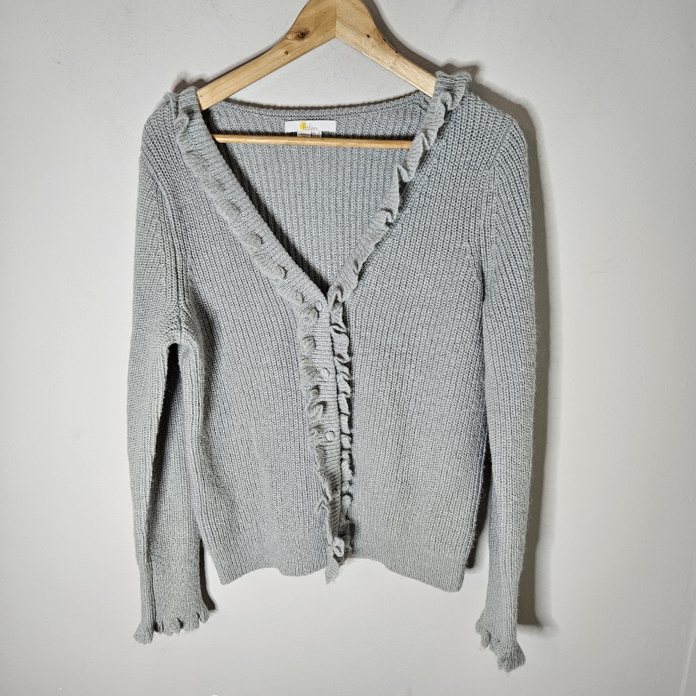 Boden Jessica Cardigan Sweater Ruffle Front Alpaca Blend Soft Sage Green 8